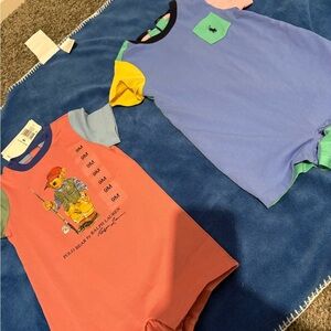 Bundle of 2- Ralph Lauren Mint Green Polo Top with Pink Trim